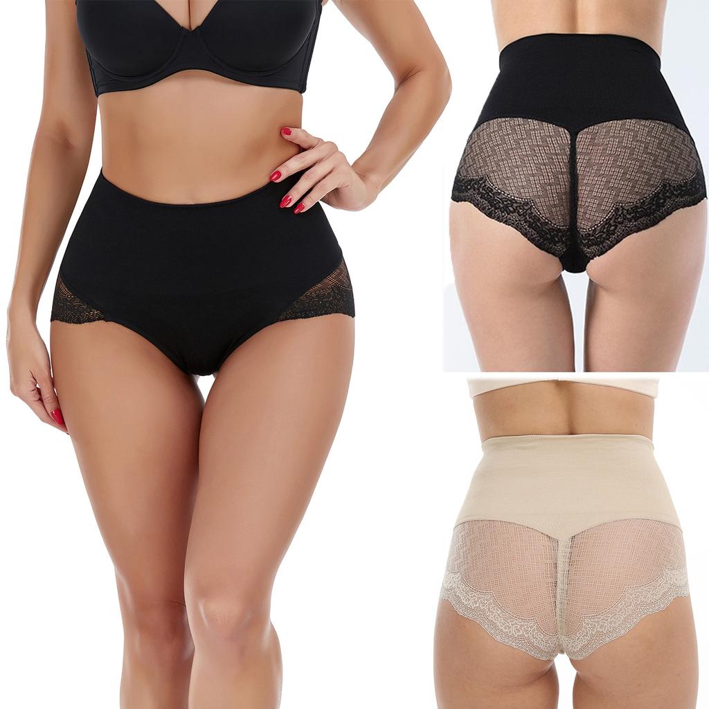 Утягивающие трусики для контроля живота для женщин, кружевное моделирующее нижнее белье, трусы с высокой талией для похудения, бесшовный бодишейпер