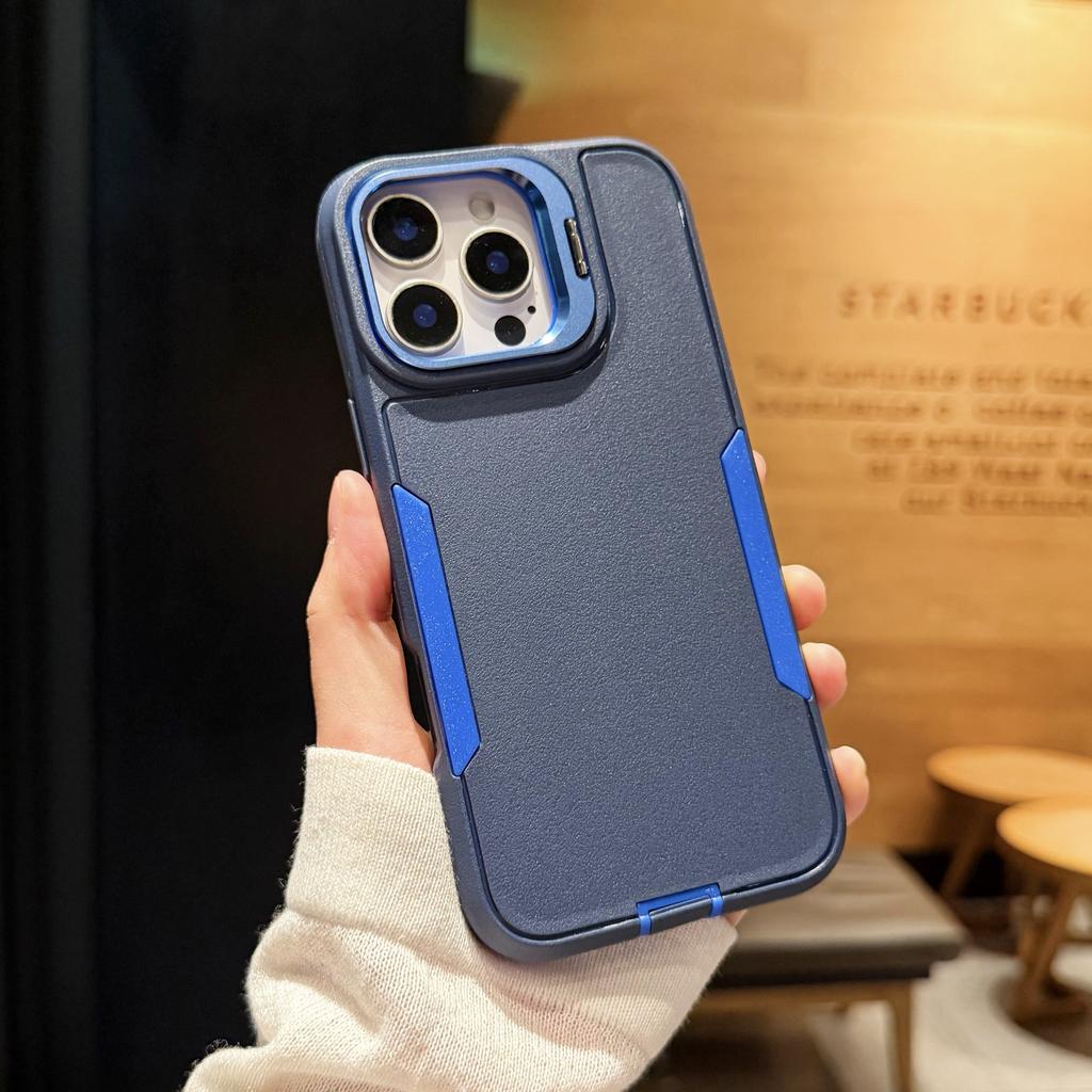 For iPhone 17 Pro Max 16 15 14 13 12 Pro 11 Fashion Luxury Hybrid Rugged Hard PC + TPU Phone Case Back Cover Lens Stand Protector Skins Shell