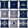Cushion Cover Ocean Anchor Linen Pillow Cover Simple Sailing Sofa Living Room Pillow Cover