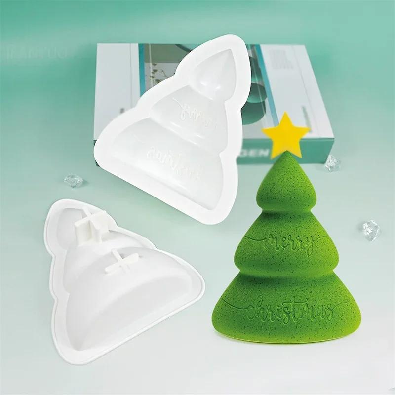 3D Cream Christmas Tree Chocolate Cake Baking Tool Xmas Tree Multi Cavity Silicone Mold Cake Biscuit Jelly Muffin Making Mould