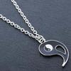 2 Pcs Black White Yin Yang Hollow Pendant Necklace Couple Sister Friend Jewelry ARI