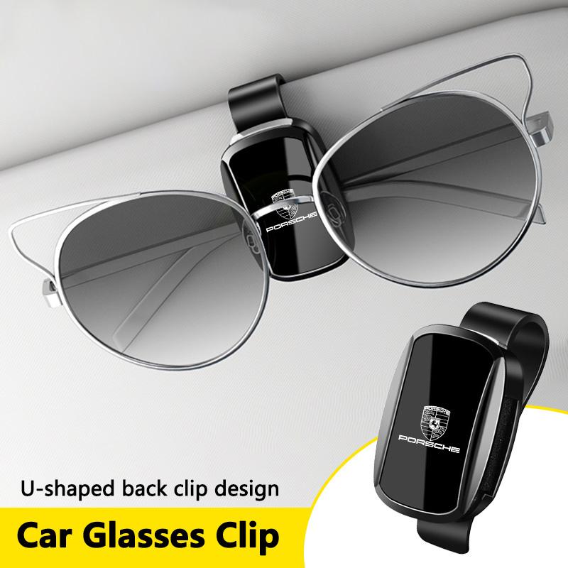 Высококачественный зажим для очков на солнцезащитный козырек автомобиля, держатель для солнцезащитных очков для Porsche 911 718 Cayenne Cayman Panamera Macan Taycan Boxster Pajun