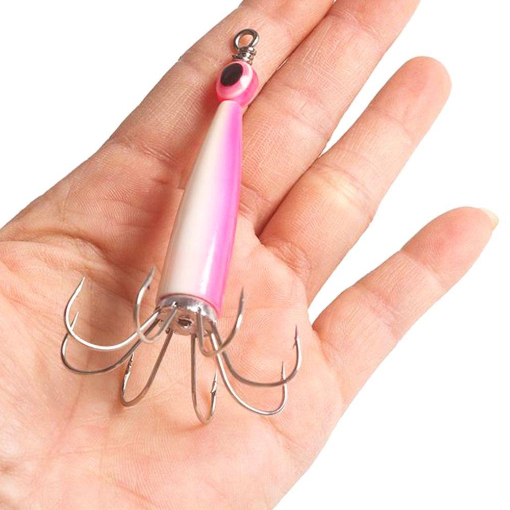 Luminous Jigs Angling Squid Hook with fish eyes Octopus Bait Fishing Tackle Wood Shrimp Lures