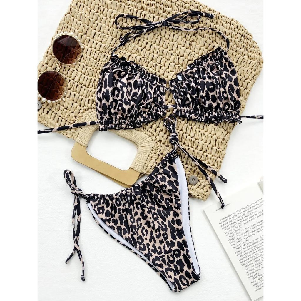 2024 Sexy Ruffle Frill Bikini Solid Swimwear Women Swimsuit Female Bikini Set Brazilian Bathing Suit Beachwear Swim Lady Bathers