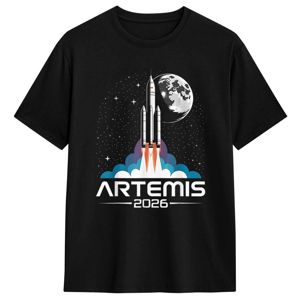 2026 Artemis 2 На Луну Футболка Унисекс и Женская Летняя Хлопковая Одежда Модная С Круглым Вырезом С Коротким Рукавом Уличная Мода