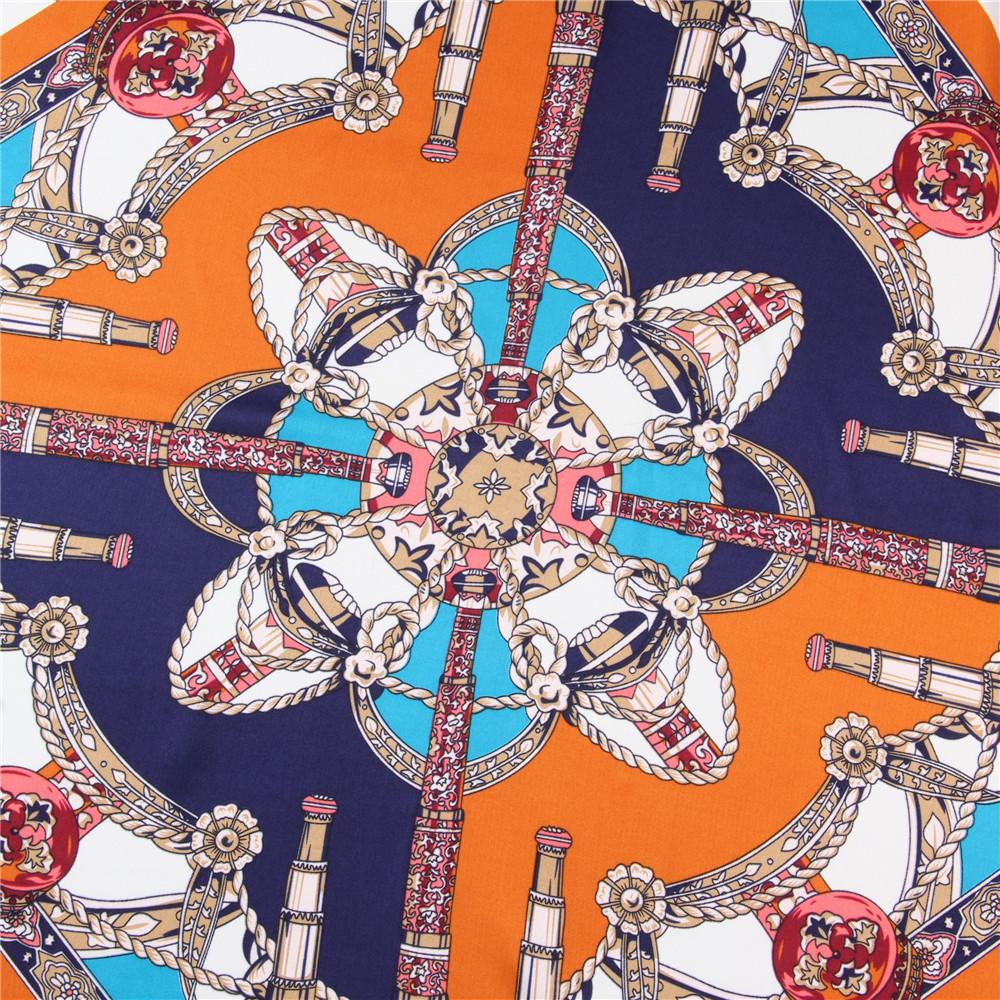 POBING Silk Scarf Women Scepte Print Square Scarves Wraps Large Bandana Luxury NecKerchief Hijabs Female Silk Foulards 130CM