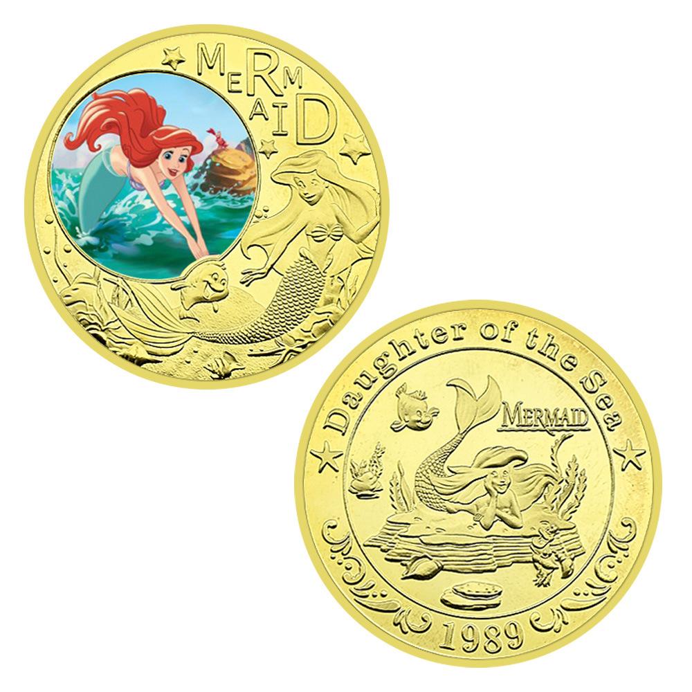 Beauty Coin, Children's Cartoon, Surrounding Gold Plated Color Commemorative Coin, Birthday Metal Souvenir, Collection Gift