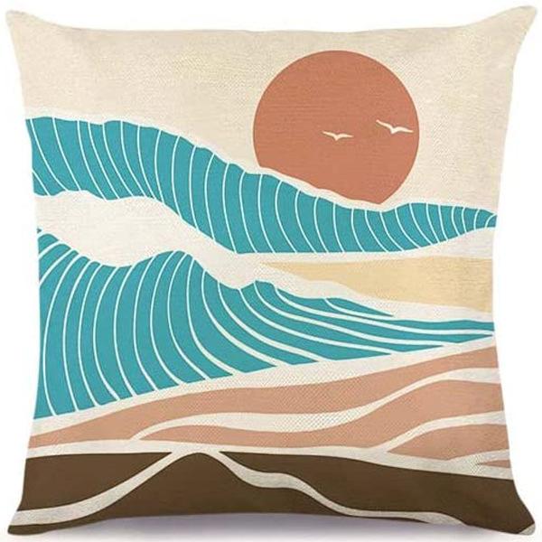 Summer Hot Style Ocean Style Pillow Beach Shell Pattern Blue Pillow Case Home Sofa Pillow Case Cushion Cover