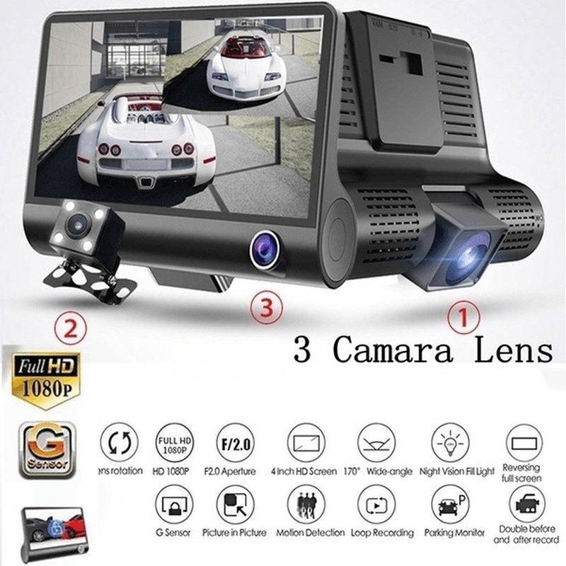 HD Car DVR 2/3 Camera Lens 4.0 Inch Rearview Mirror Dash Cam Camera Video Recorder Stream Media Player