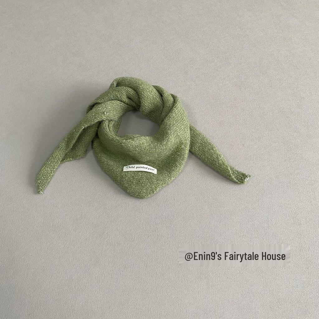 Унисекс Вязаный Шерстяной Шарф для Детей - Теплый, Ветрозащитный, Дизайн в виде Перекрещенного Треугольника для Осени и Зимы