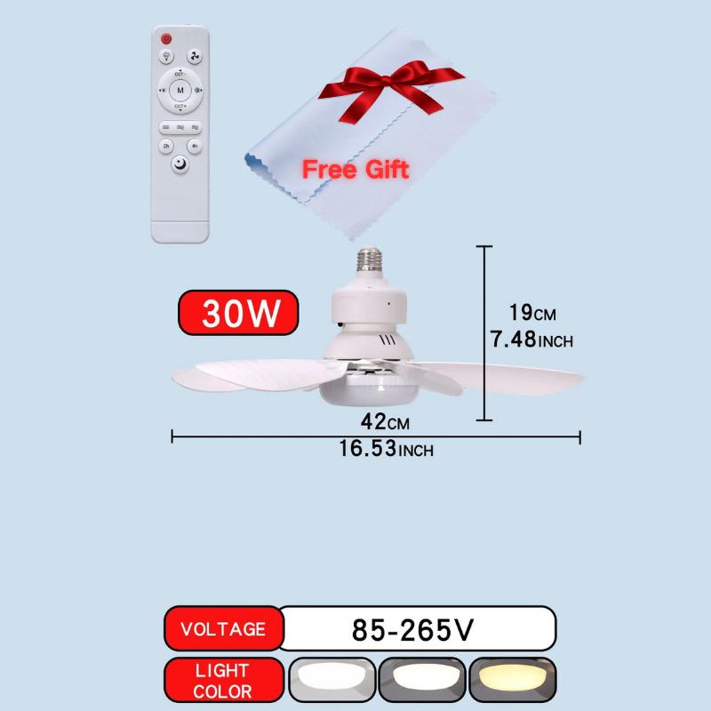 Xiaomi LED 40W Socket Ceiling Fan with Light, 20.5in Screw Ceiling Fans with Lights with Remote, for Bedroom/Garage/Kitchen