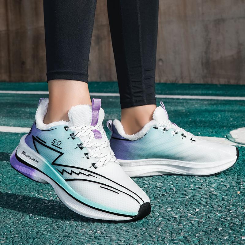 Плюшевые Теплые Зимние Кроссовки Мужские Амортизирующие Спортивные Кроссовки Женские Дышащие Кроссовки для Бега Обувь для Фитнес-Тренировок Нескользящие Кроссовки