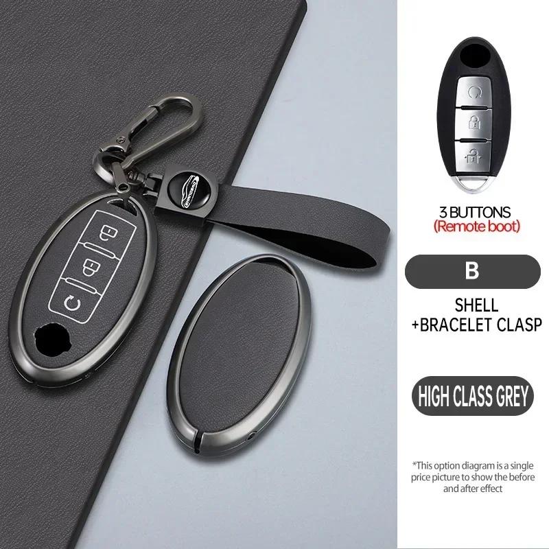 Alloy Key Case For Nissan Tiida Qashqai J11 J10 Micra Kicks Altima X-Trail Fuga Navara Leaf Note Sentra Murano Car Key Cover