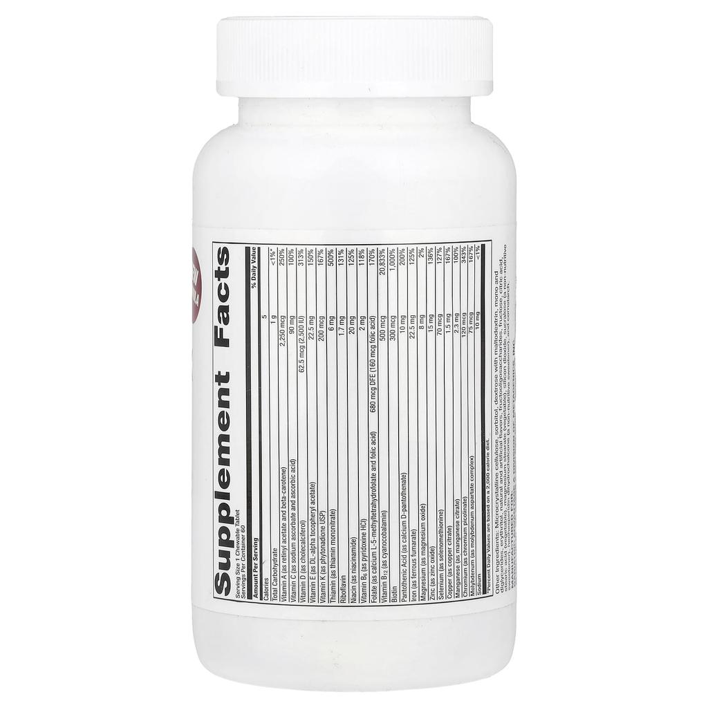 Chewable Hi Adak Multi + Iron with Tropical Fruits, 60 Tablets