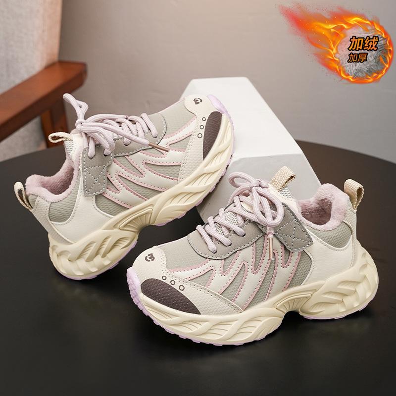 New autumn and winter cotton shoes for children, thick-soled soft-soled dad shoes, boys' casual shoes, girls' sports shoes