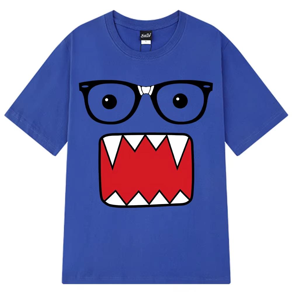 Domo Kun Fun Graphic Print Unisex Casual  Summer Short‑Sleeve Women And Men T-Shirt