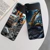 Construction Machinery Excavator Phone Case For Samsung Z Flip 7 6 5G Galaxy Z Flip 5 4 3 Black Hard Cell Cover Luxury PC Shell