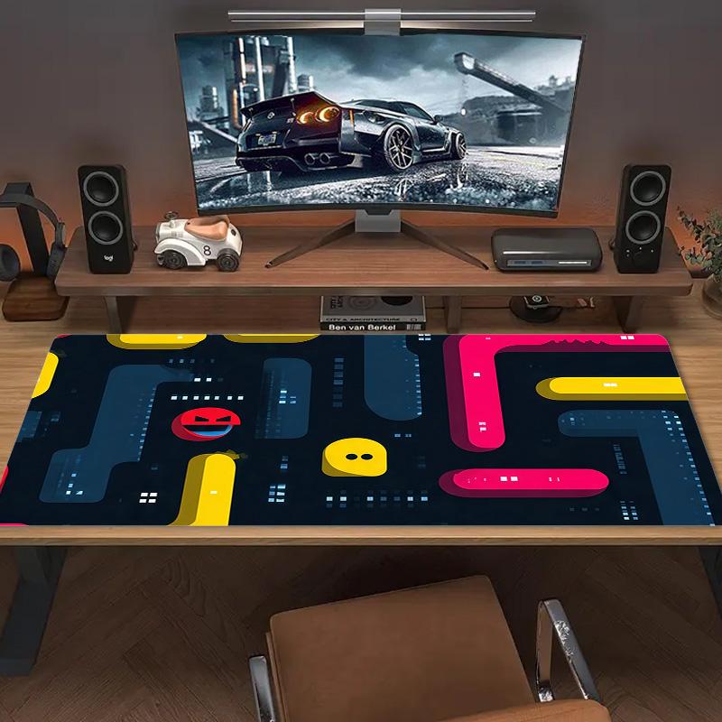Pac‑Man Print Cushion Non-slip Laptop Tablet Big Mousepad XXL Mat Mini PC Playmat With Lock edge