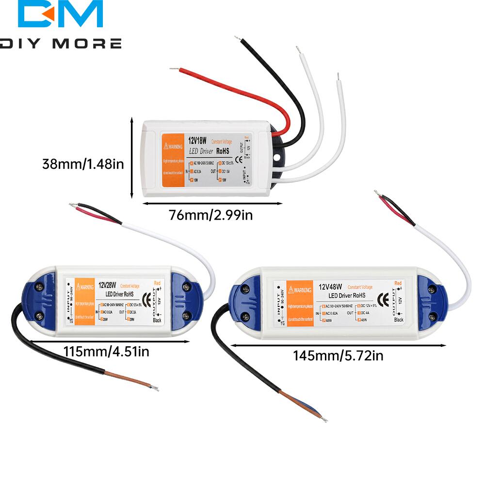 12В Светодиодный драйвер AC 90-240V 110V 220V на DC 12V Блок питания 18Вт 28Вт 48Вт 12В Адаптер питания Трансформатор для светодиодной ленты