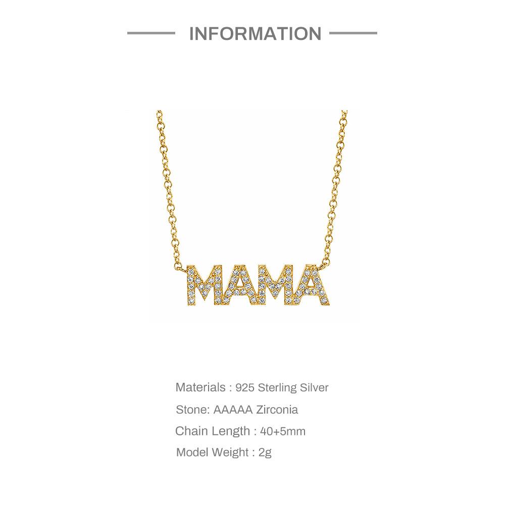 Ожерелье из стерлингового серебра 925 пробы с бриллиантовой буквой Mama, подарок на День матери, темпераментное женское ожерелье на ключицу
