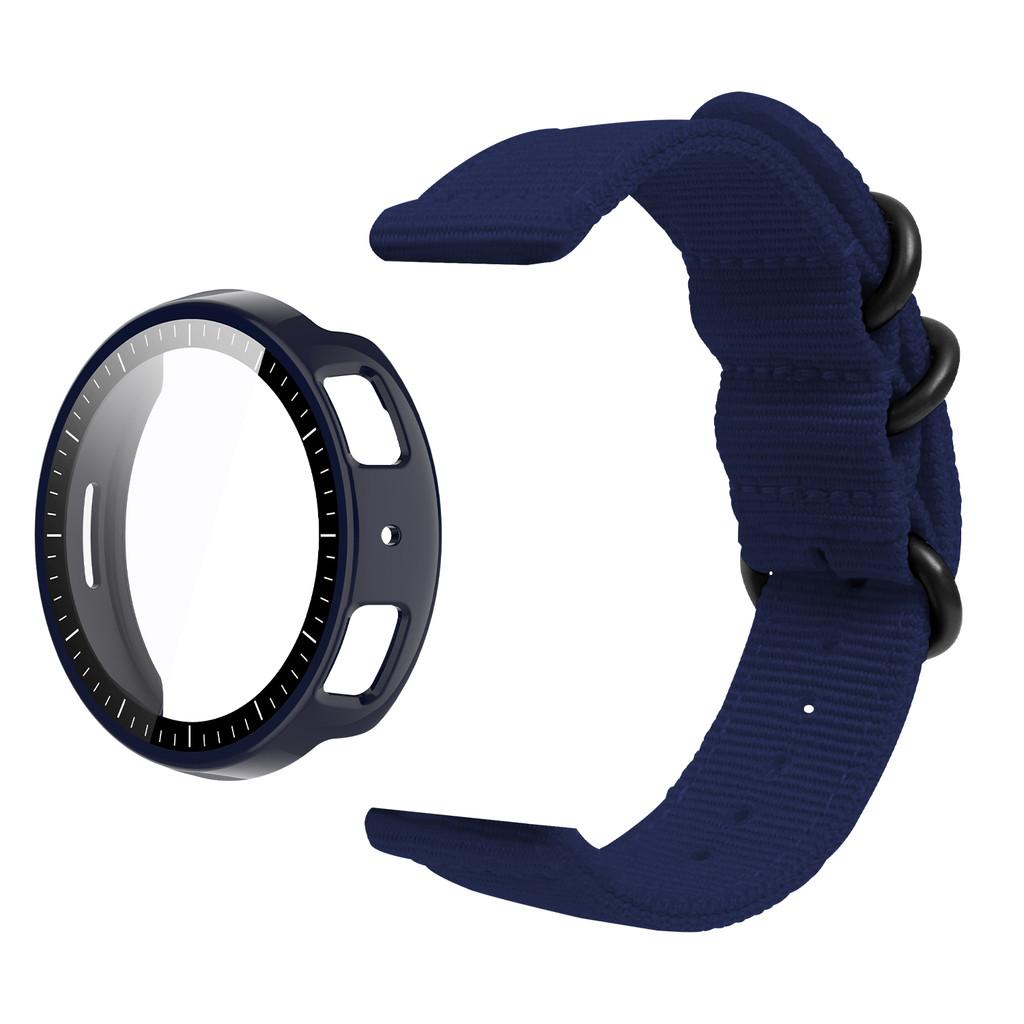 For Amazfit Active Max Tempered Glass PC Case & Nylon Strap Black Ring Nylon Strap Band Protective Cover Set