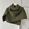 Button Knitted Shawl Warm Women Winter Shawl Simple High Neck Scarf  Autumn