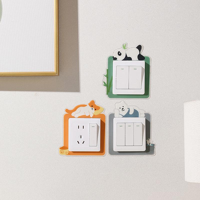 Светящаяся наклейка на выключатель с изображением животных, мультяшная наклейка, светящаяся в темноте, флуоресцентное украшение, наклейка на выключатель с изображением панды, декор для детской комнаты