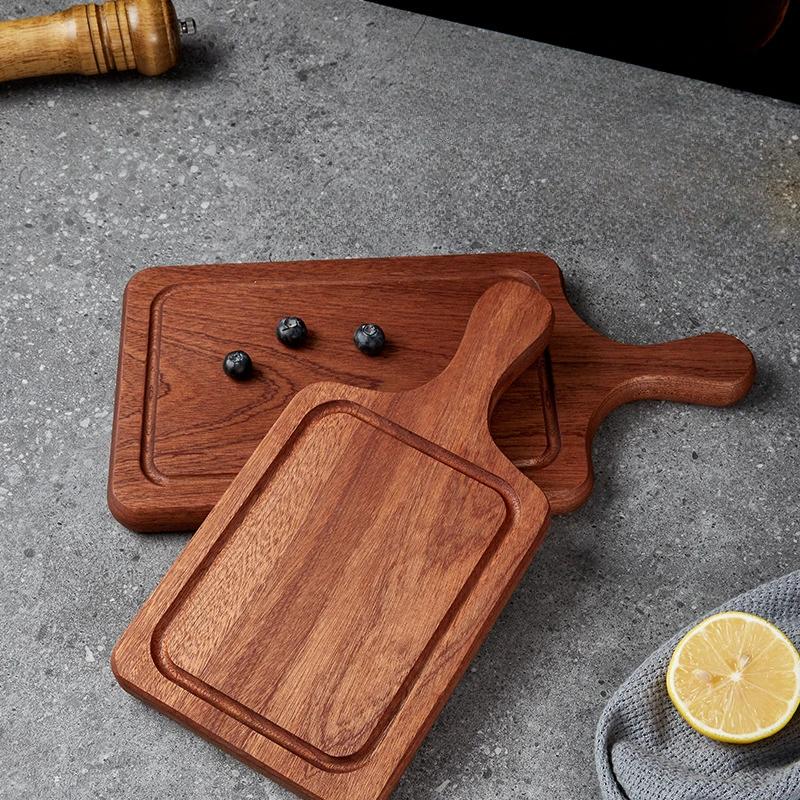 Разделочная доска из черного дерева, ореховое дерево, тарелка для стейков, деревянная обеденная тарелка, поднос для пиццы, праздничный хлеб, принадлежности для ресторана