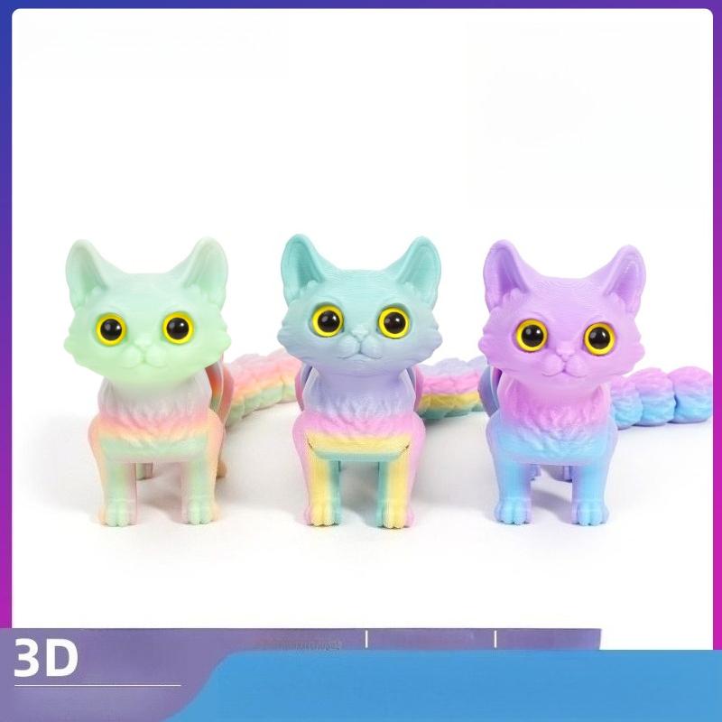 3D-печать Милый Хвост Кошки Сочлененный Подвижный Детский Подарок Игрушка Модель Украшение для Машины