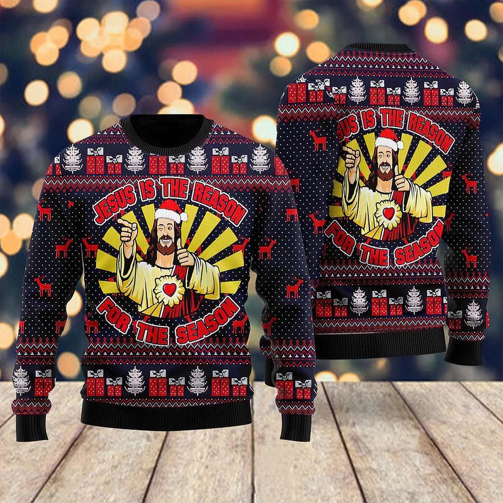 Jesus Is The Reason For The Season Ugly Christmas Sweater Unisex T-Shirt