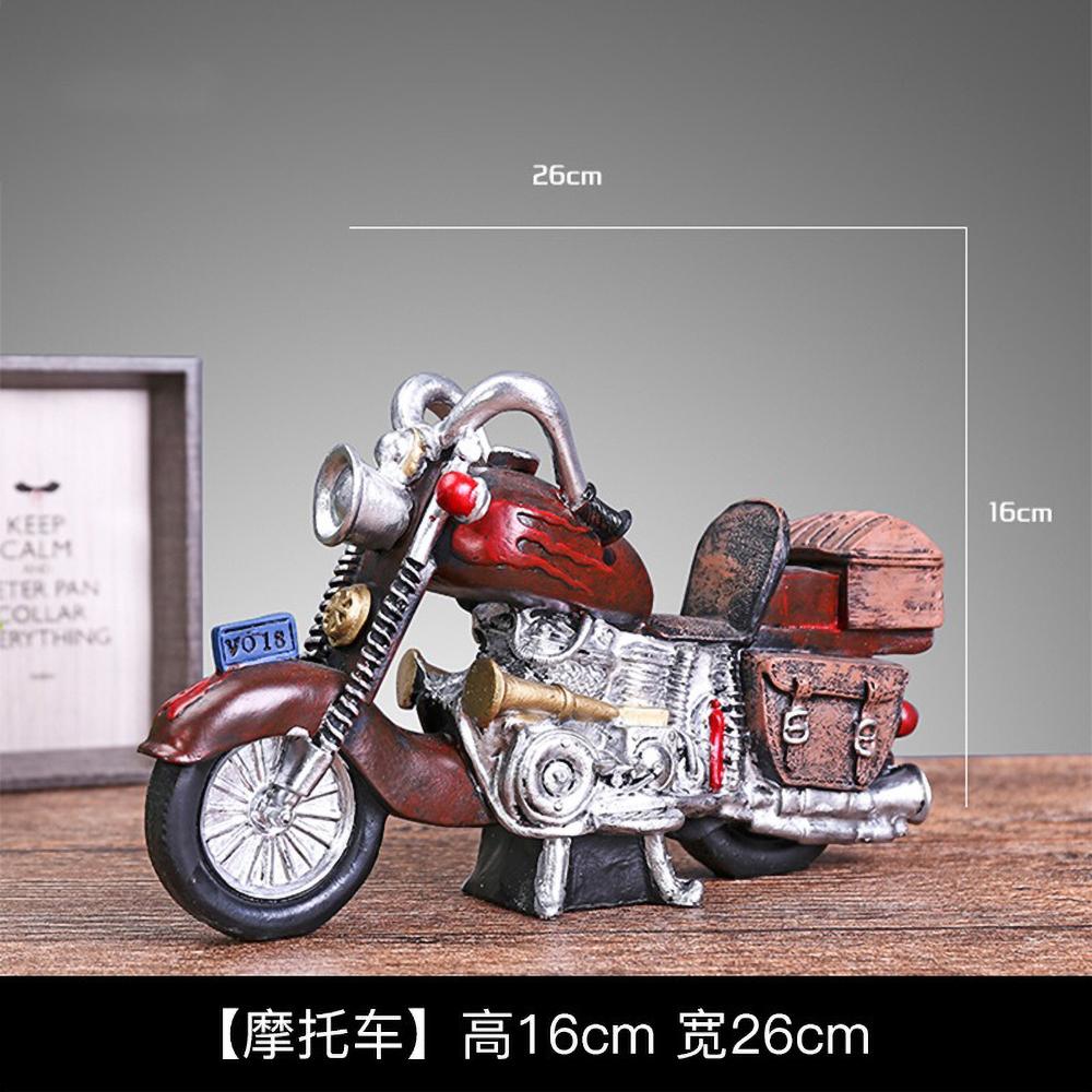Vintage Retro Motorcycle Model, Miniature Zinc Alloy Bike Sculpture for Desk Shelf Decor, Collectible Zakka Craft Gift
