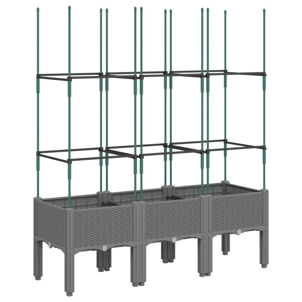 Planter with Trellis Light Grey 120 x 40 x 142.5 cm PP