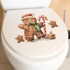 Christmas Gingerbread Man Wall Decals with Santa Hat Green Scarf Removable PVC for Fireplace Living Room Shop Cafe Festive Decor