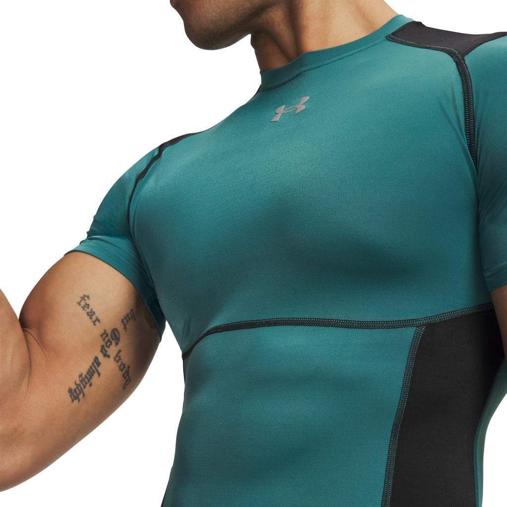 Under Armour HeatGear® Elite Тренировочная Фитнес Бег Легкая Дышащая Универсальная Футболка с Коротким Рукавом Мужские топы Ретро-Зеленый 6015382-338