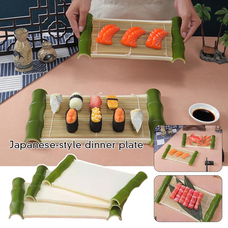 Поднос для суши в японском стиле, пластиковая тарелка, креативная форма из бамбука, холодное блюдо, суши, сашими, морепродукты, сервировочная тарелка, ресторанные тарелки