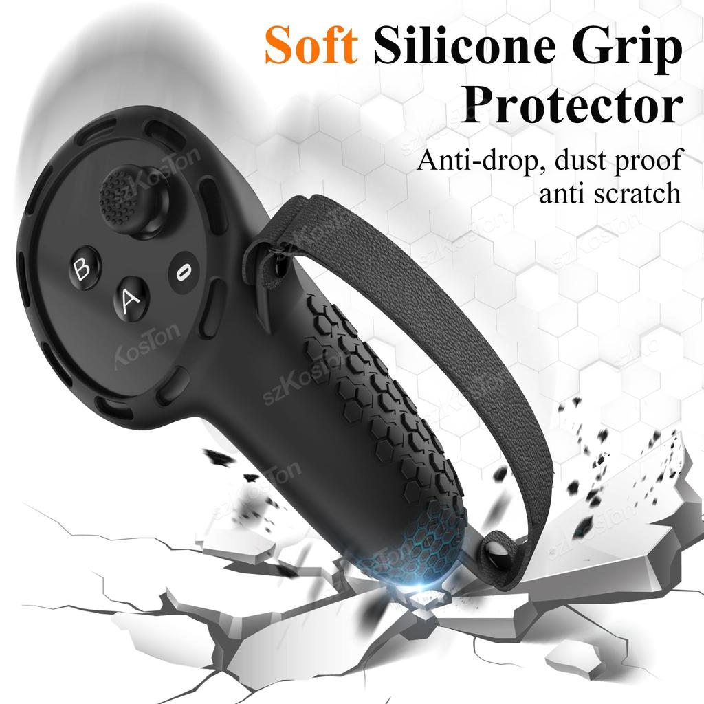 Silicone Protective Cover for Meta Quest 3 VR Controller Anti-Throw Handle Protector Caser with Strap for Quest 3 Accessories