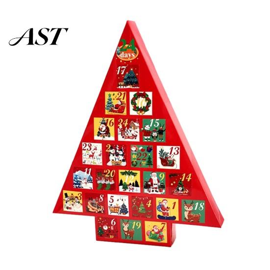 DIY Christmas Countdown Calendar Tree Advent Box, Surprising Shaped Paper Hole Punch Cardboard Ornament Box Gift Fillable for Candy Small Toys,