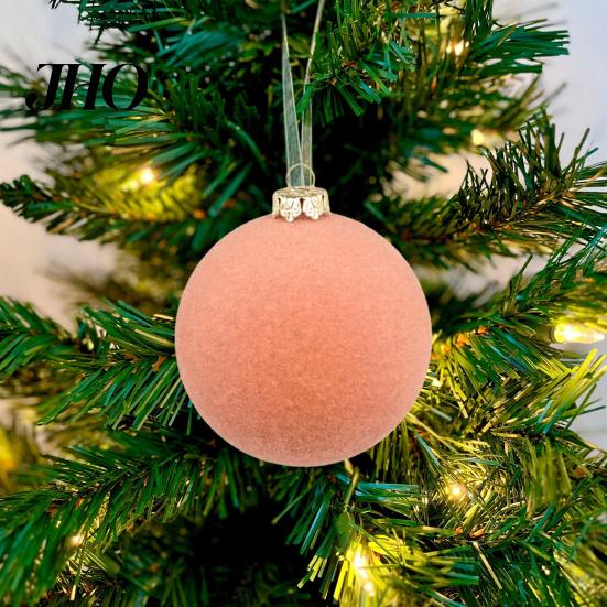 Luxurious Christmas Tree Ornaments 12 Pcs Velvet Ball 2.4 Inches Flocked Shatterproof Plastic High-quality Balls Xmas Hanging Decorations for Holiday