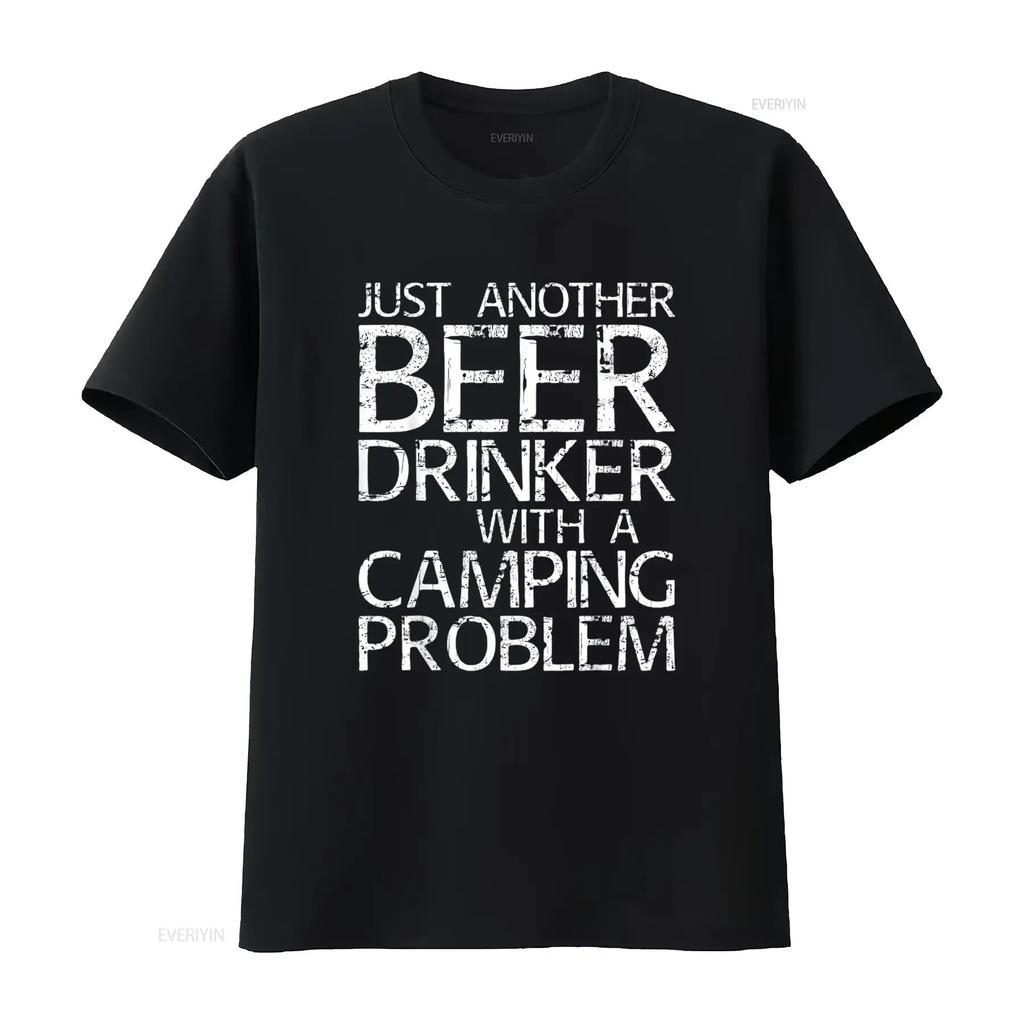 Mens Just Another Beer Drinker With A Camping Problem T Shirt Black vintage Washed graphic Versatile Top For Everyday Wear