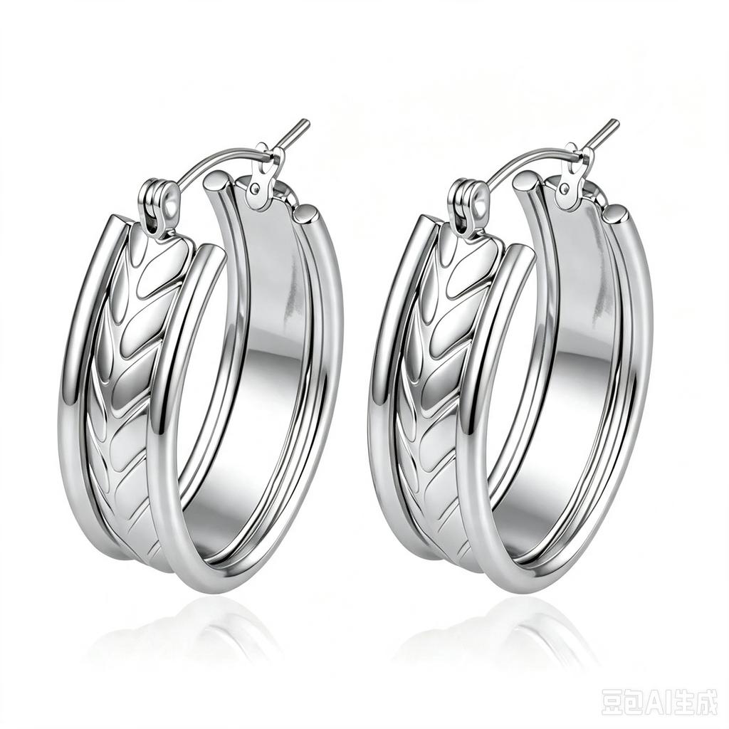 Direct supply multi-layer stainless steel earrings women's trend light luxury versatile earrings plated 18k earrings fashion