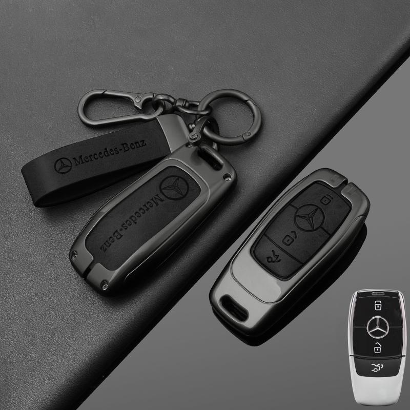 Alloy Leather Car Smart Key Case Cover Protection Shell For Mercedes Benz C E S GLC W205 W213 X253 W222 W166 W176 W246 Keychain QT1