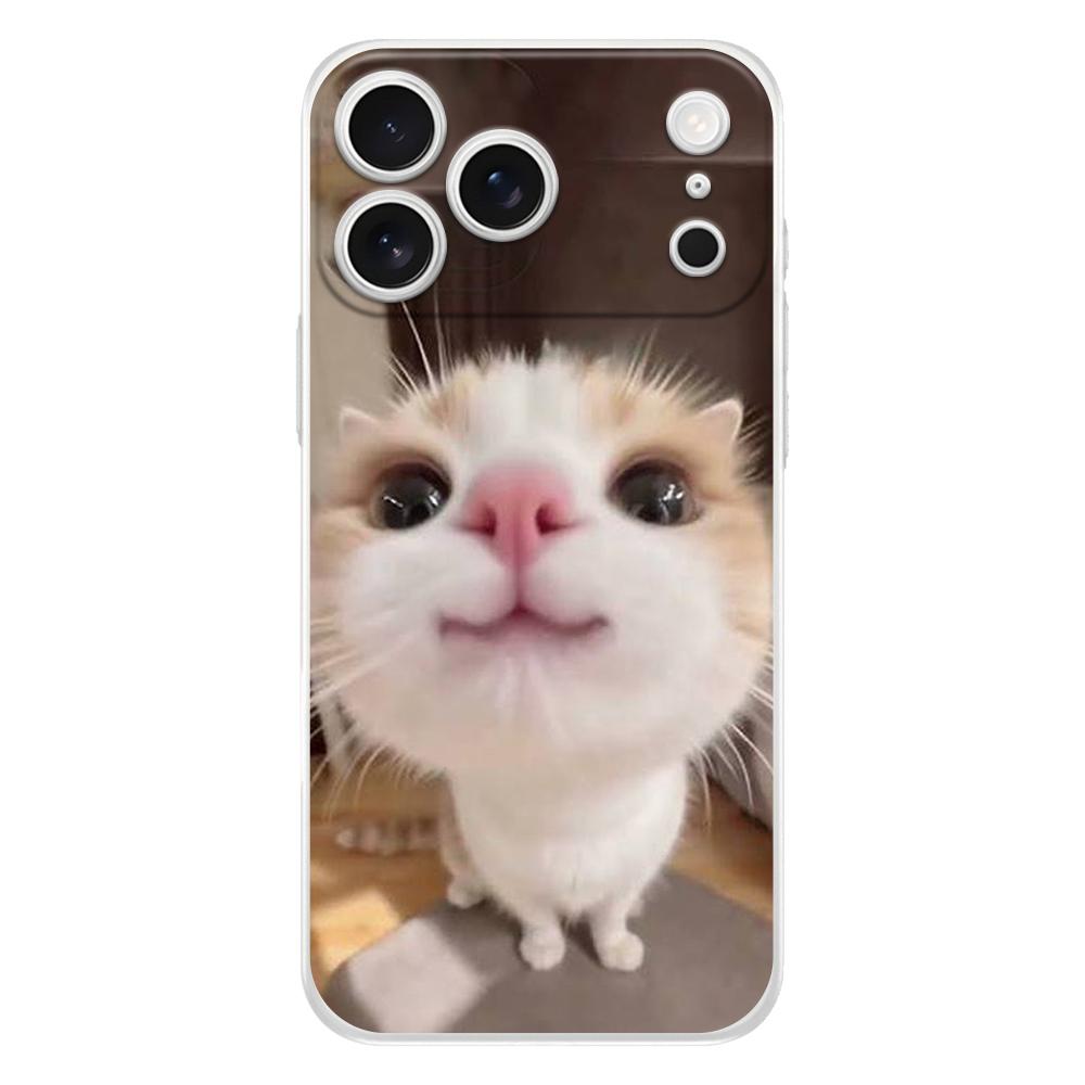 Мягкий прозрачный чехол из ТПУ для телефона iPhone 17 Air 16E 16 11 15 14 Pro MAX 12 13 7 8 Plus SE Пасхальный чехол Защита Забавное животное Кошка