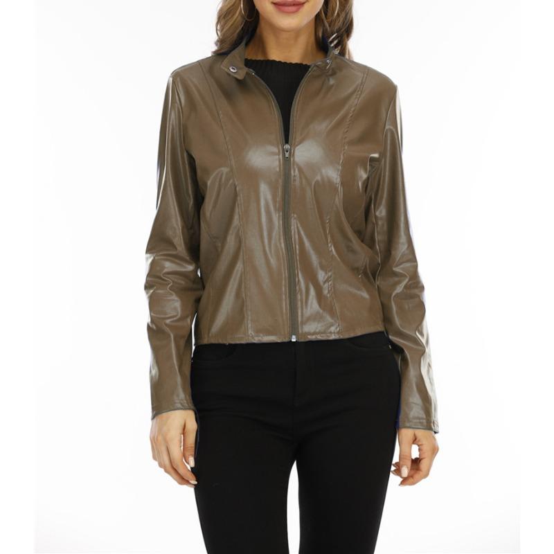 Осенне-зимняя модная кожаная куртка-пиджак женская, городская красота, высококлассный темперамент, с длинным рукавом, женская куртка-пиджак MJ0087