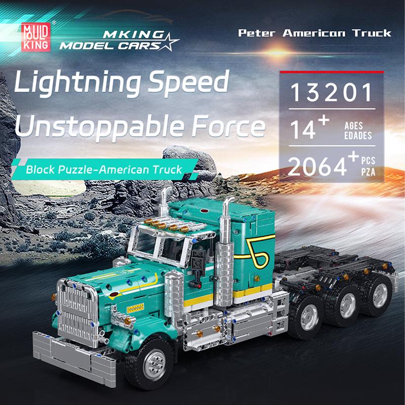 Mould King 13201 Технические Автомобильные Игрушки Радиоуправляемый Американский Грузовик Строительные Блоки Моторизованный Инженерный Грузовик Набор Кирпичей Детский Рождественский Подарок