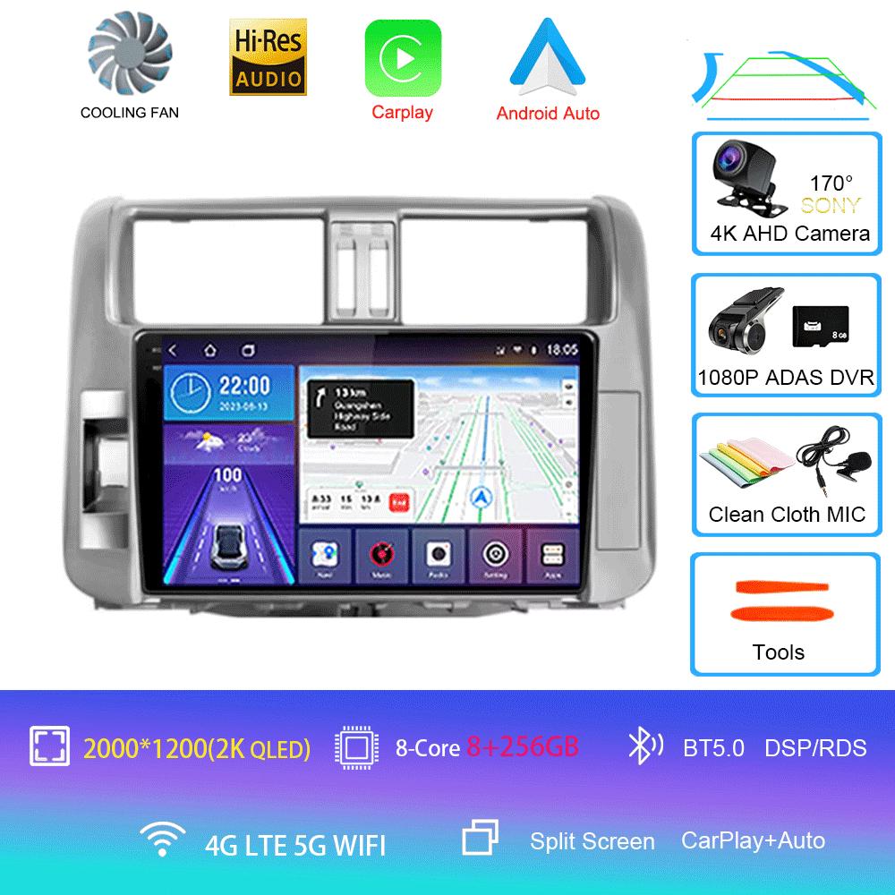 Car Radio Android 14 Carplay Auto For Toyota Land Cruiser Prado 150 2009 - 2013 Navigation GPS Multimedia Player Video Stereo BT