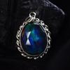 Opal Pendant 925 Sterling Silver 32.70 ct Aurora Fire Checker Oval October Birthday Birthstone