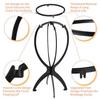 3 Pcs Wig Stand Portable,13.4 Inch Collapsible Wig Stand Holder,Durable Black Wig Display Tool Travel Wig Drying Stand(Black)
