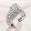 925 Silver Wedding Set Rings For Women Brilliant Cubic Zirconia 2Pcs Elegant Female Accessories Party Luxury Trendy Jewelry