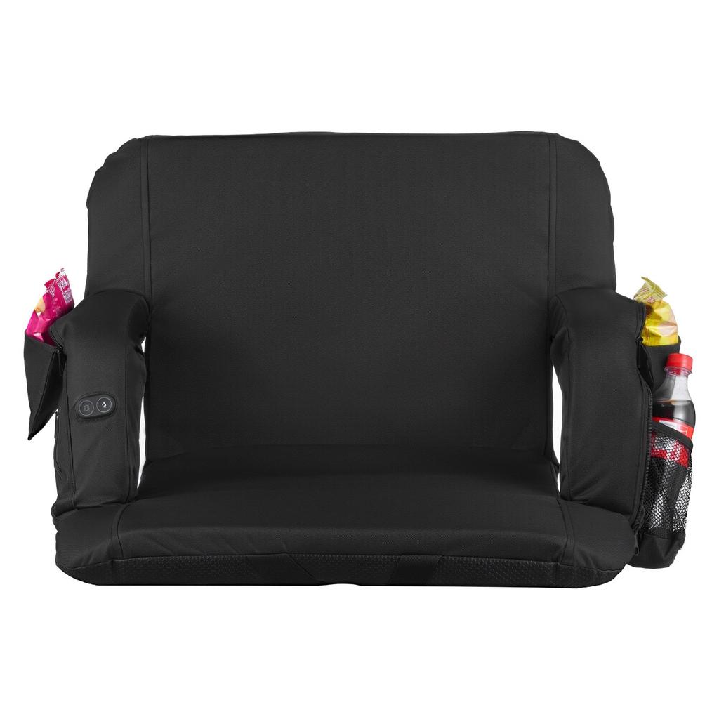 Stadium Seat, 635mm Heated Stadium Chair, Bleacher Seat Heated with 4 Pockets for Bleachers, 3 Level Heating & 6 Modes Vibration Portable Heating