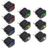 10 Pieces Toggle Switch Dc 12 V 20 A; Car Boot / Truck Trailer Illuminated Round Switch / Rocker Button With 5-Colour Led Dot-Light.